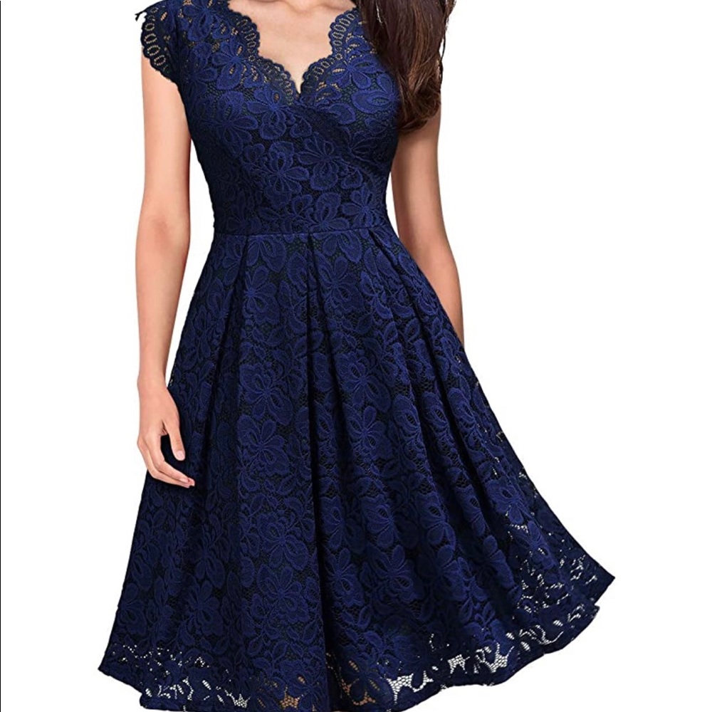 Navy Blue Lace Dress